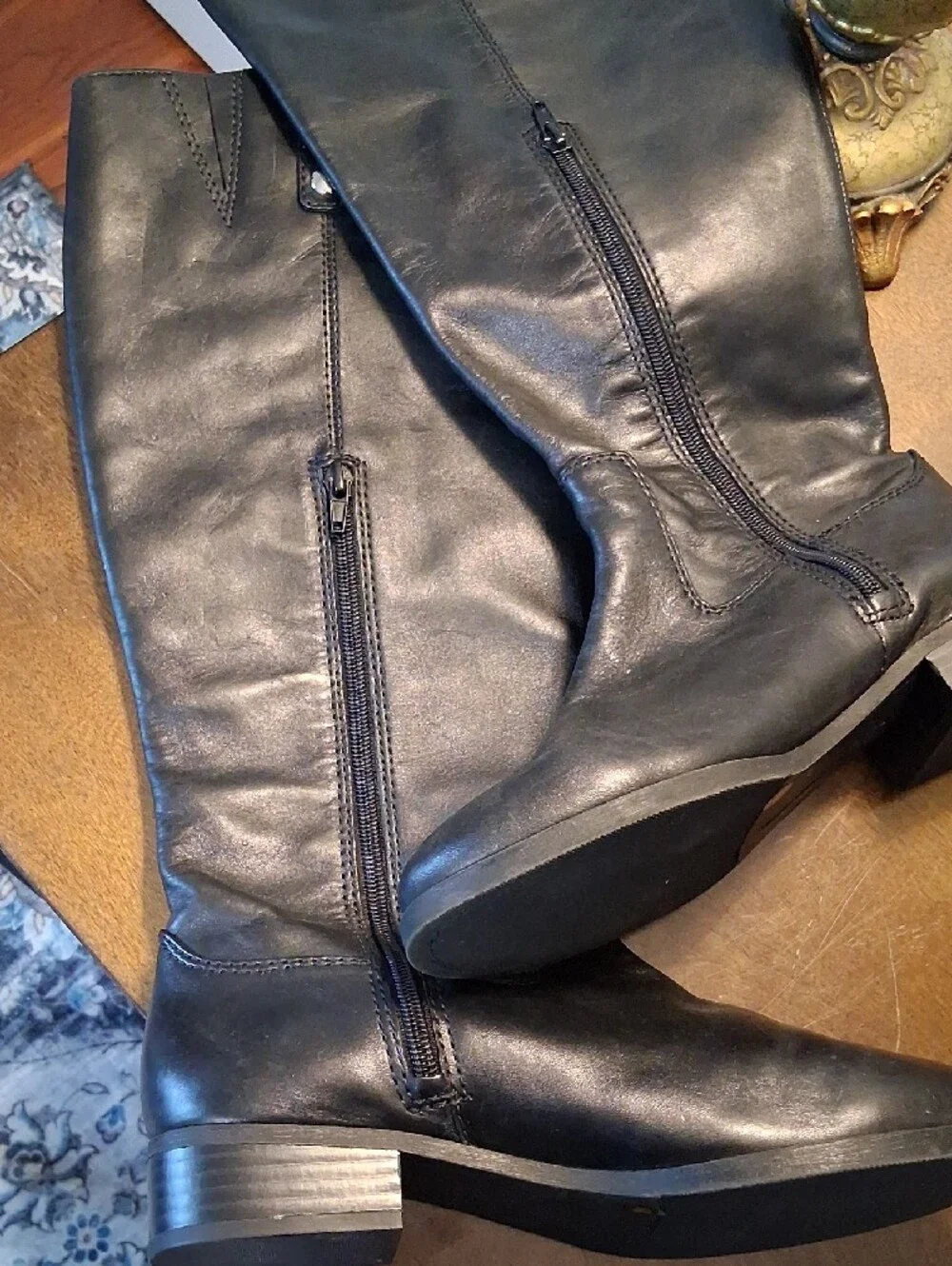 INC International Concepts Black Over-the-Knee Leather Boots